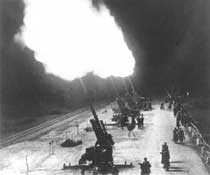 Германская 88-мм зенитная батарея в работе.