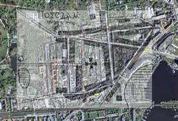 Эта же схема, наложенная на спутниковый снимок Потсдама.