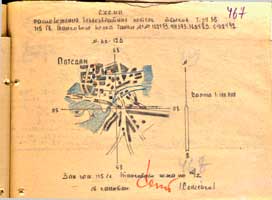 Схема расположения подбитых машин 115 гв. тп.