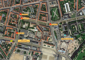 Привязка расположения подбитых машин 115 гв. тп к спутниковой карте Потсдама.